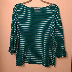 Karen Scott Striped Boat-Neck Top Size Small